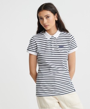 Superdry Organic Cotton Stripe Polo Női Ing Fehér/Csíkok | JFWSV1530